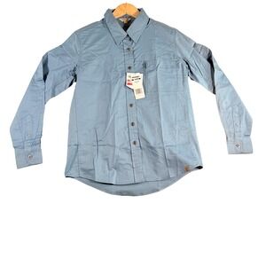 Wrangler Riggs Workwear Women Small Light Blue Cotton Blend Button‎ Up Shirt NWT